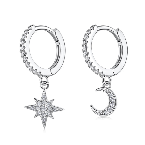 ˇMagic JewelryˇStar and Moon Asymmetric Earrings