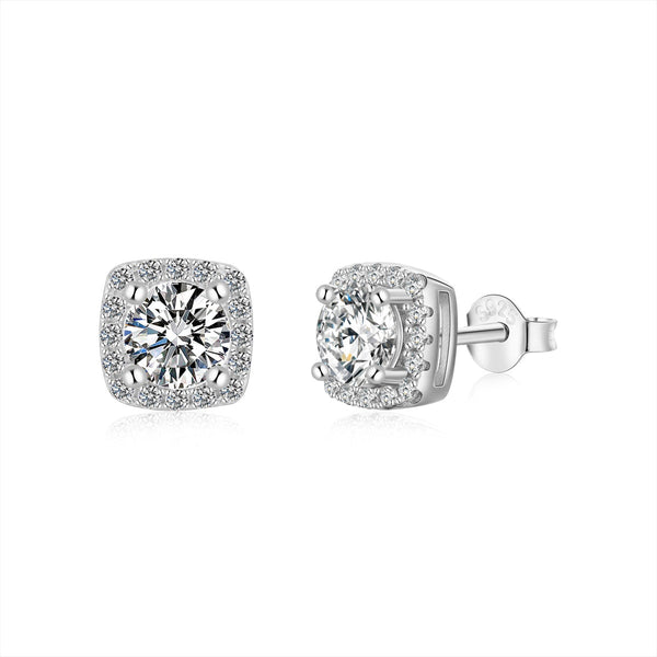 ˇMagic JewelryˇClassic Round Center Stone Stud Earrings