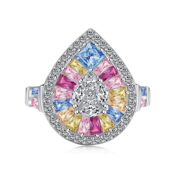 ˇMagic JewelryˇElegant Colorful Water Drop Shape Banquet Ring