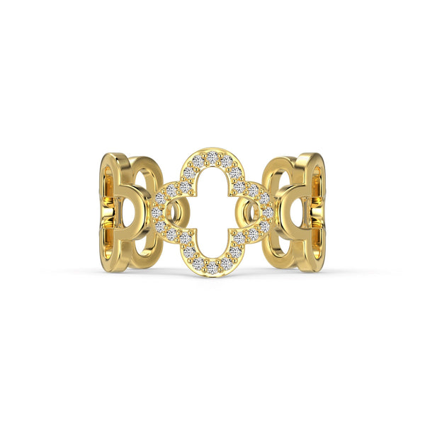 ˇMagic JewelryˇHollow Design Four-Leaf Clover Flower Shape Ring