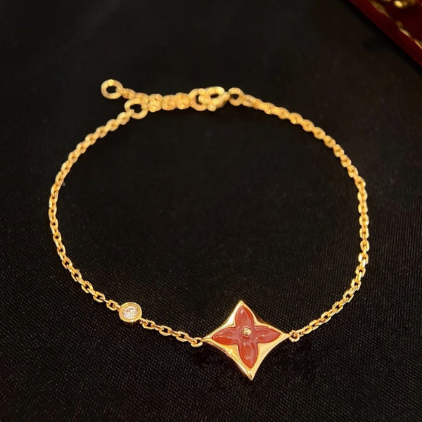ˇMagic JewelryˇCOLOR STAR CARNELIAN PINK GOLD DIAMOND BRACELET