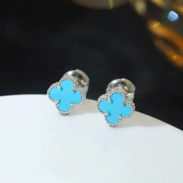 ˇMagic JewelryˇCLOVER MINI 9.5MM ONYX STUD EARRINGS SILVER