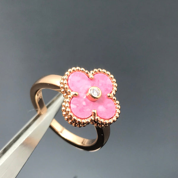 ˇMagic JewelryˇCLOVER RHODONITE ROSE GOLD RING