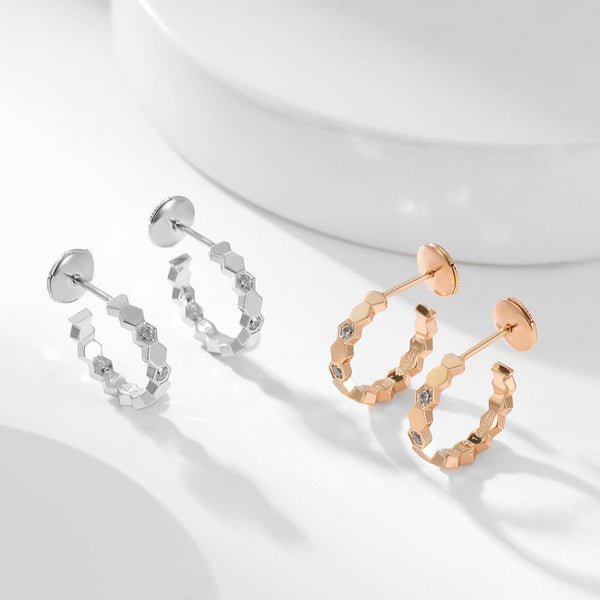 ˇMagic JewelryˇBEE LOVE DIAMOND HOOP EARRINGS