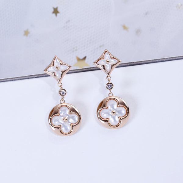 ˇMagic JewelryˇSTAR AND SUN PINK GOLD MOP DROP EARRINGS