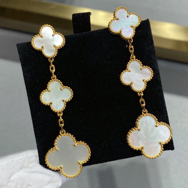 ˇMagic JewelryˇCLOVER MOP 3 MOTIFS GOLD EARRINGS