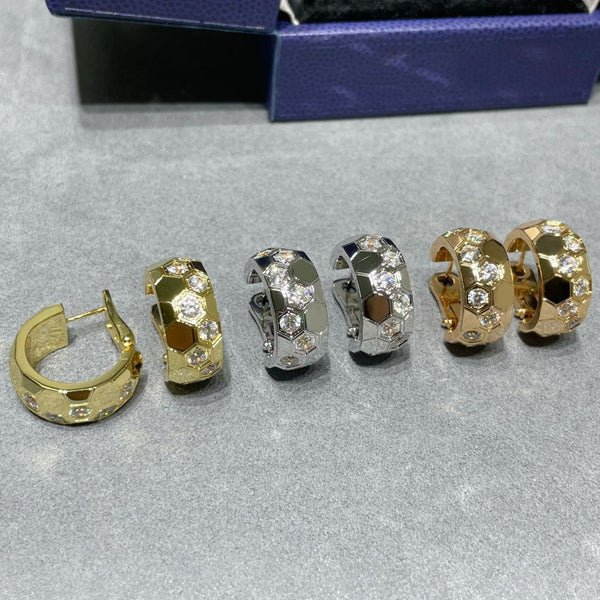 ˇMagic JewelryˇBEE LOVE DIAMOND HOOP EARRINGS