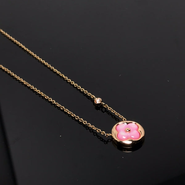 ˇMagic JewelryˇCOLOR BLOSSOM PINK MOP SUN GOLD NECKLACE