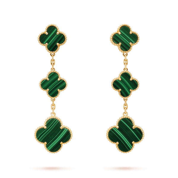 ˇMagic JewelryˇCLOVER MALACHITE 3 MOTIFS GOLD