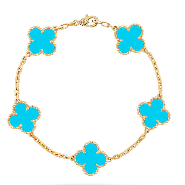 ˇMagic JewelryˇCLOVER 5 MOTIFS TURQUOISE BRACELET