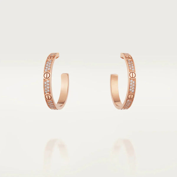 ˇMagic JewelryˇLOVE DIAMOND PINK GOLD HOOP EARRINGS