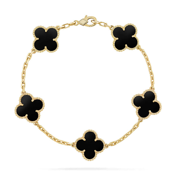 ˇMagic JewelryˇCLOVER  5 MOTIFS BLACK ONYX BRACELET