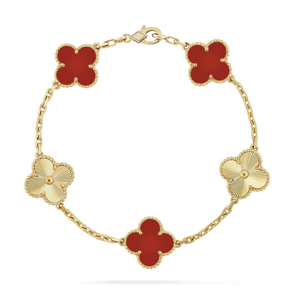 ˇMagic JewelryˇCLOVER  5 MOTIFS CARNELIAN GOLD BRACELET