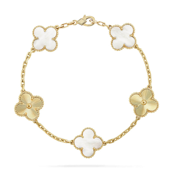 ˇMagic JewelryˇCLOVER 5 MOTIF WHITE MOP LASER BRACELET