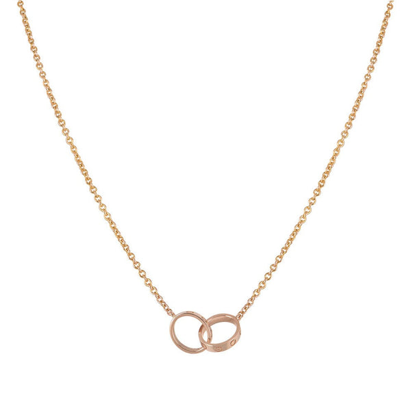 ˇMagic JewelryˇLOVE NECKLACE DOUBLE RING PINK GOLD