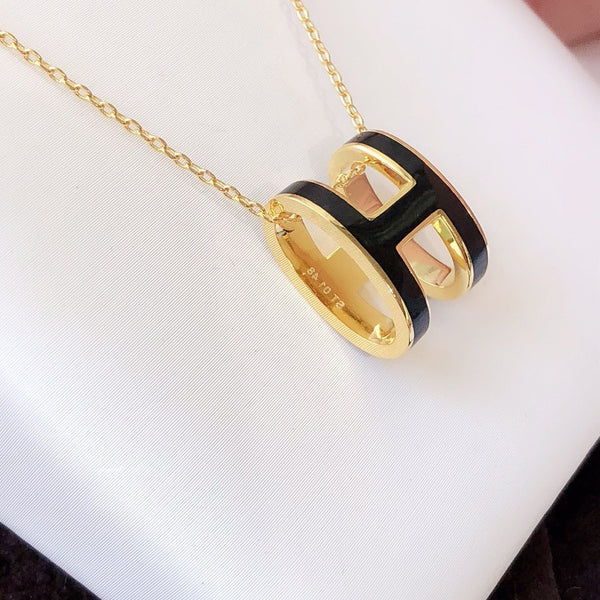 ˇMagic JewelryˇHM CLIC BLACK ENAMEL GOLD NECKLACE