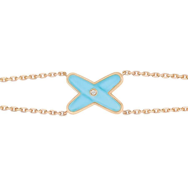 ˇMagic JewelryˇJEUX BRACELET TURQUOISE PINK GOLD 1 DIAMOND