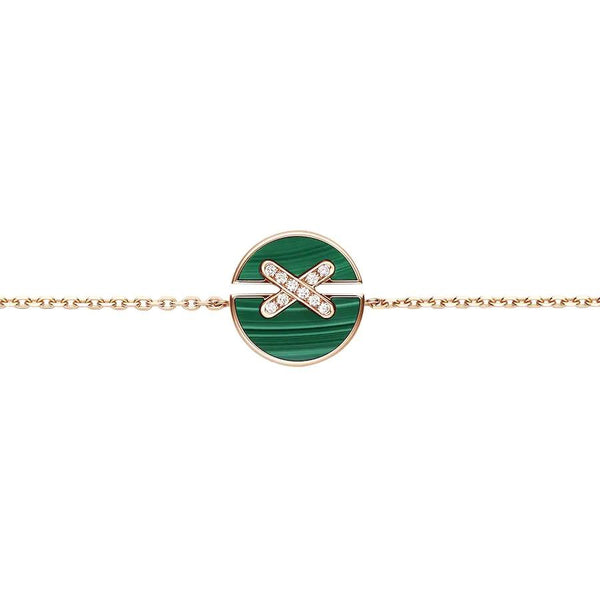 ˇMagic JewelryˇJEUX DE BRACELET MALACHITE PINK GOLD DIAMONDS
