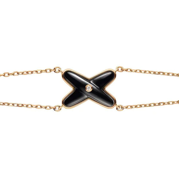 ˇMagic JewelryˇJEUX BRACELET ONYX PINK GOLD 1 DIAMOND