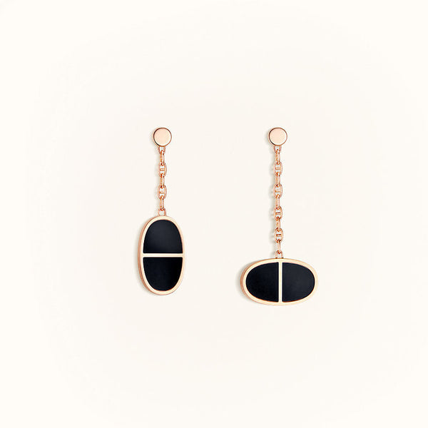 ˇMagic JewelryˇCHAINE VERSO BLACK CERAMIC EARRINGS