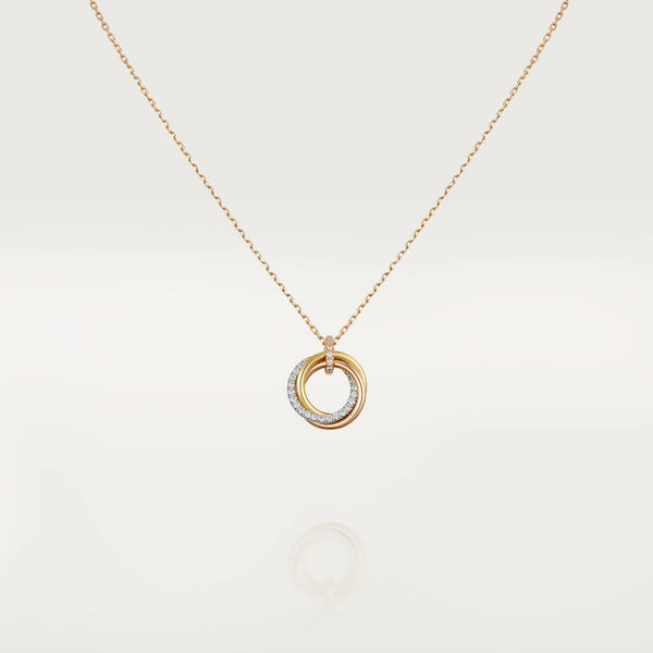 ˇMagic JewelryˇTRINITY NECKLACE SILVER GOLD PINK GOLD DIAMONDS