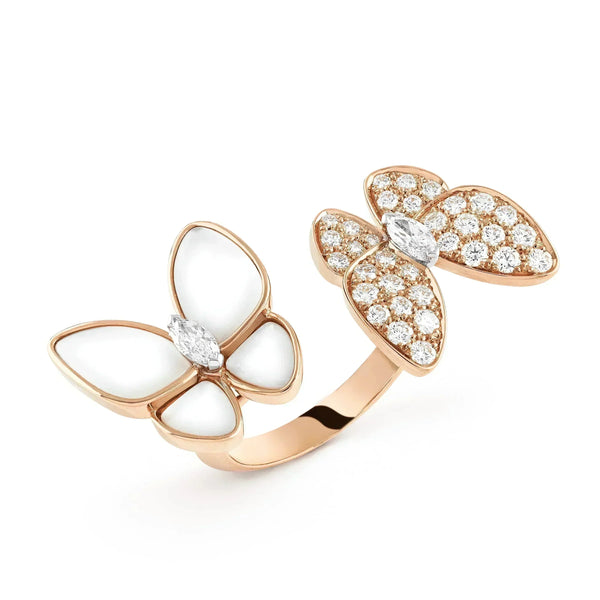 ˇMagic JewelryˇTWIN BUTTERFLY DIAMOND MOP RING